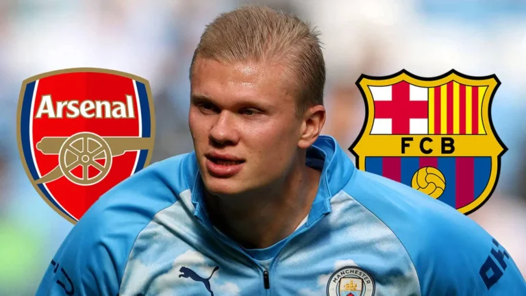 Haaland oo Barcelona ka doorbiday Arsenal haddii Manchester City la dejiyo